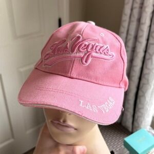 y2k 2000s pink las vegas embroidered hat